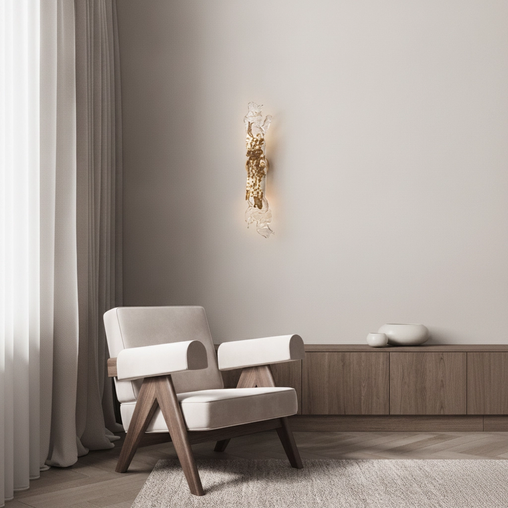 Gouden wandlamp Avesa met helder glas