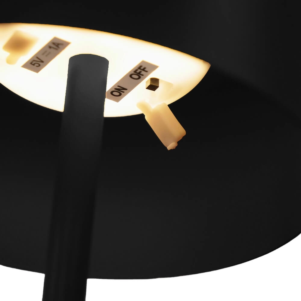 Strakke tafellamp Roccanova solar zwart met usb Eglo 9008606355037