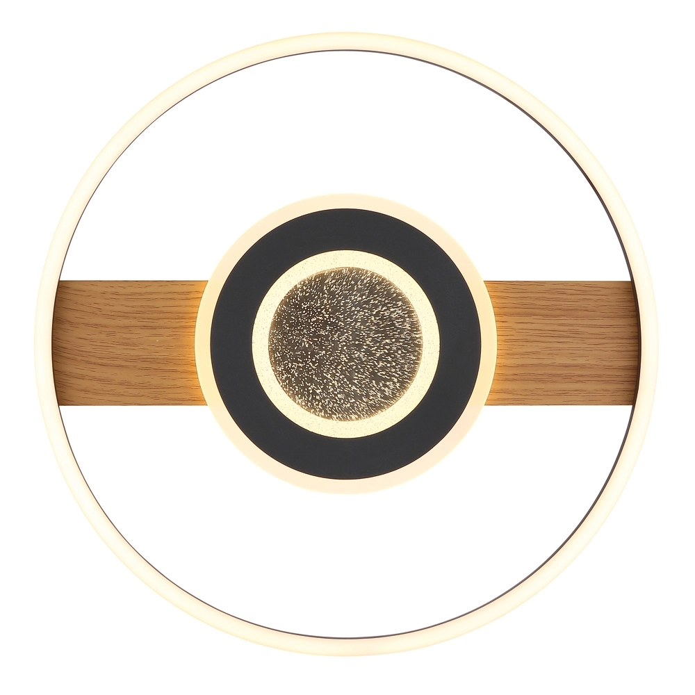 Zwarte plafondlamp Pikara design met hout Globo 9007371462711