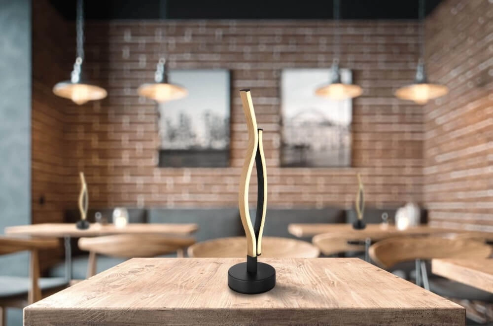 Tafellamp Geronimo zwart met hout Globo 9007371448050