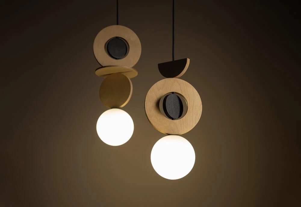 Design hanglamp Drops Wood F 1-lichts zwart Lyora 5903139111805