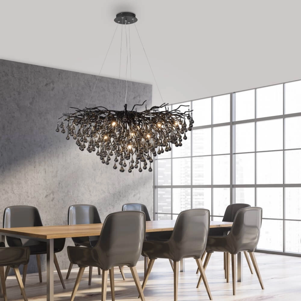 Unieke kroonluchter Icicle zwart Paul Neuhaus 4012248377567