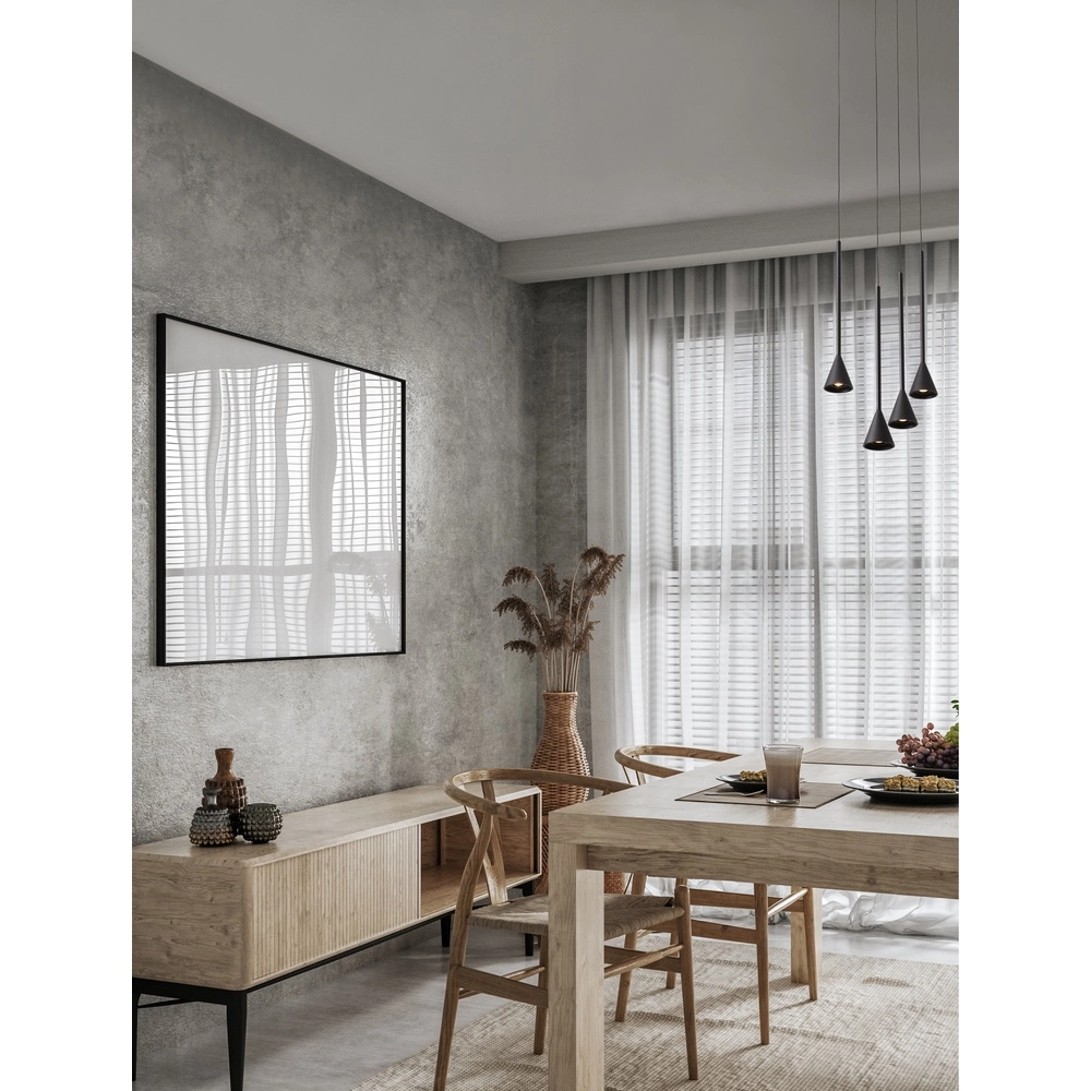 Hanglamp Net rond 5-lichts zwart Lyora 5212017445322