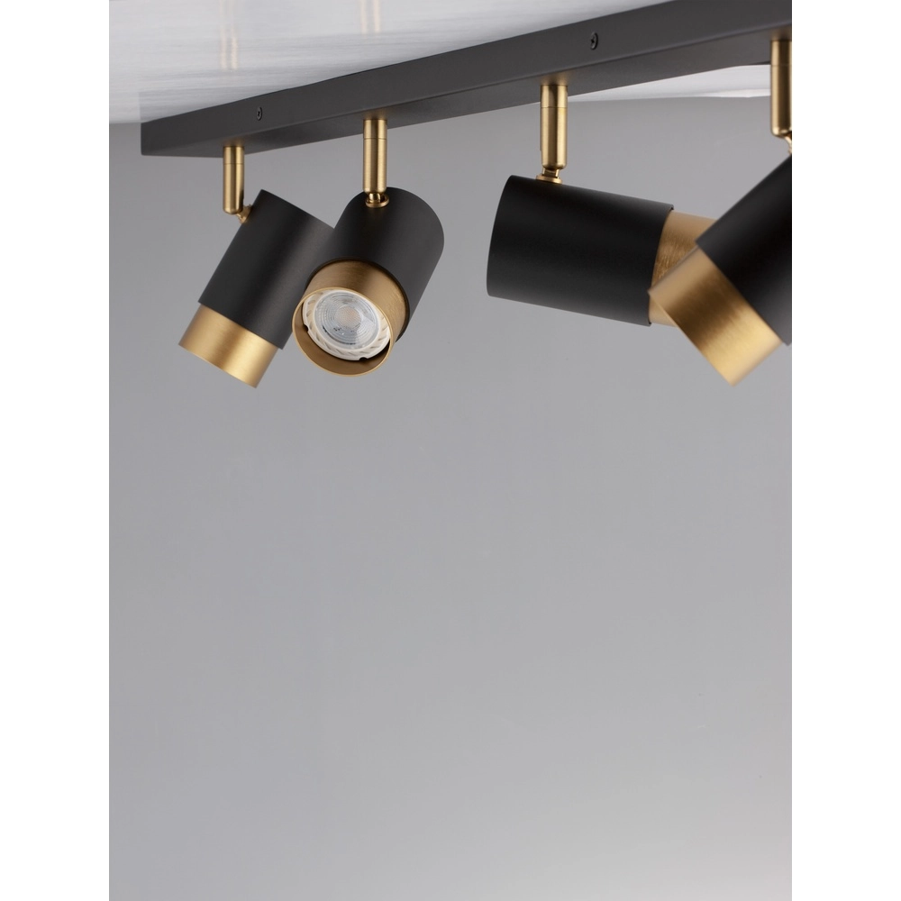 Plafondspot Pogno 4-lichts zwart met goud Lyora 5212017430861