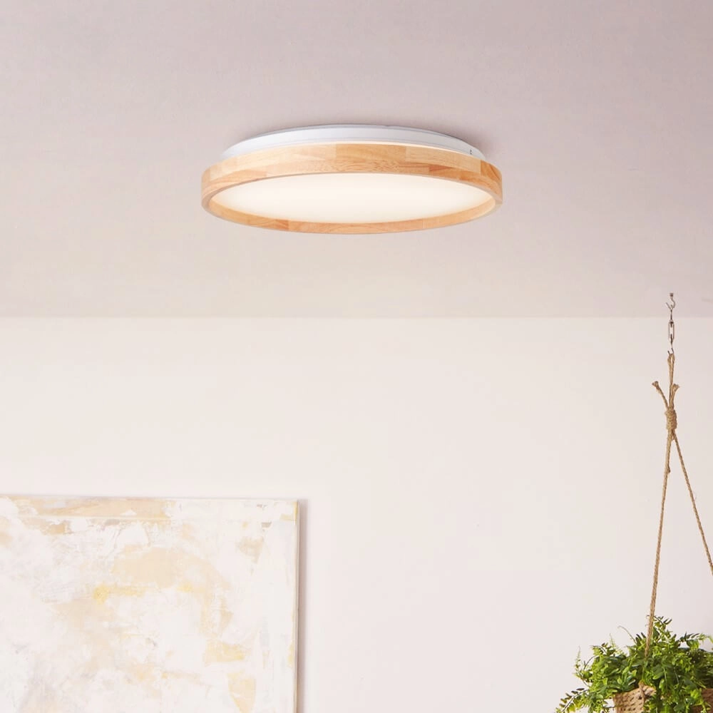 Plafondlamp Alson Ø 39,5cm wit met hout Brilliant 4004353411335