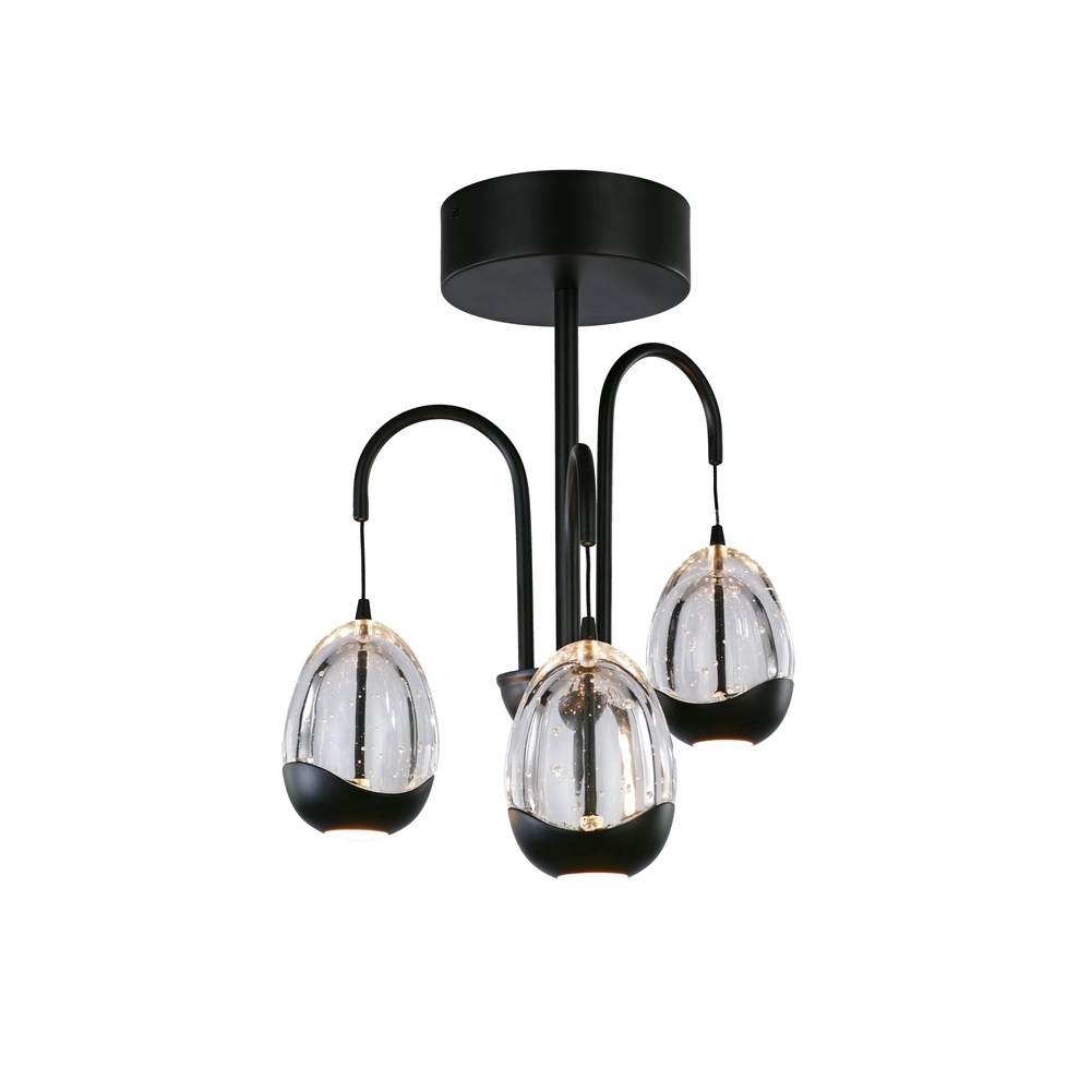 Plafondlamp Clear Egg zwart 3-lichts