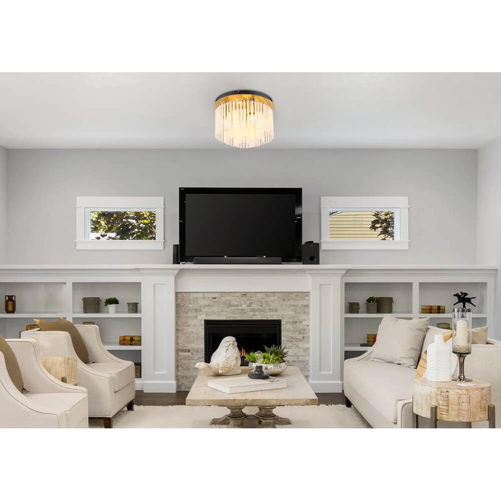 Zwarte plafondlamp Gorley met glas Ø 32cm Globo 9007371448951