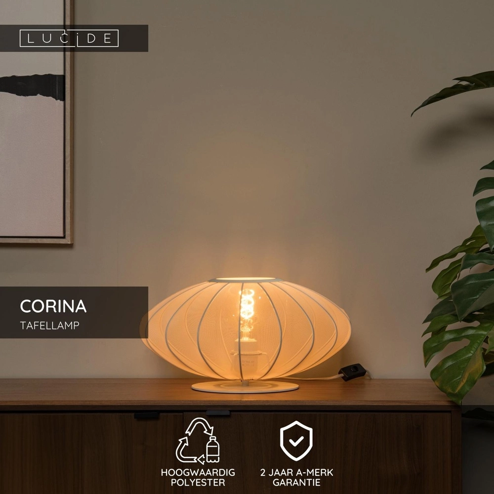 Tafellamp Corina zand bruin Ø 40cm Lucide 5411212032058