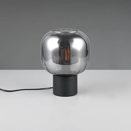 Trendy tafellamp Diva zwart met smoke glas Trio 4017807614596