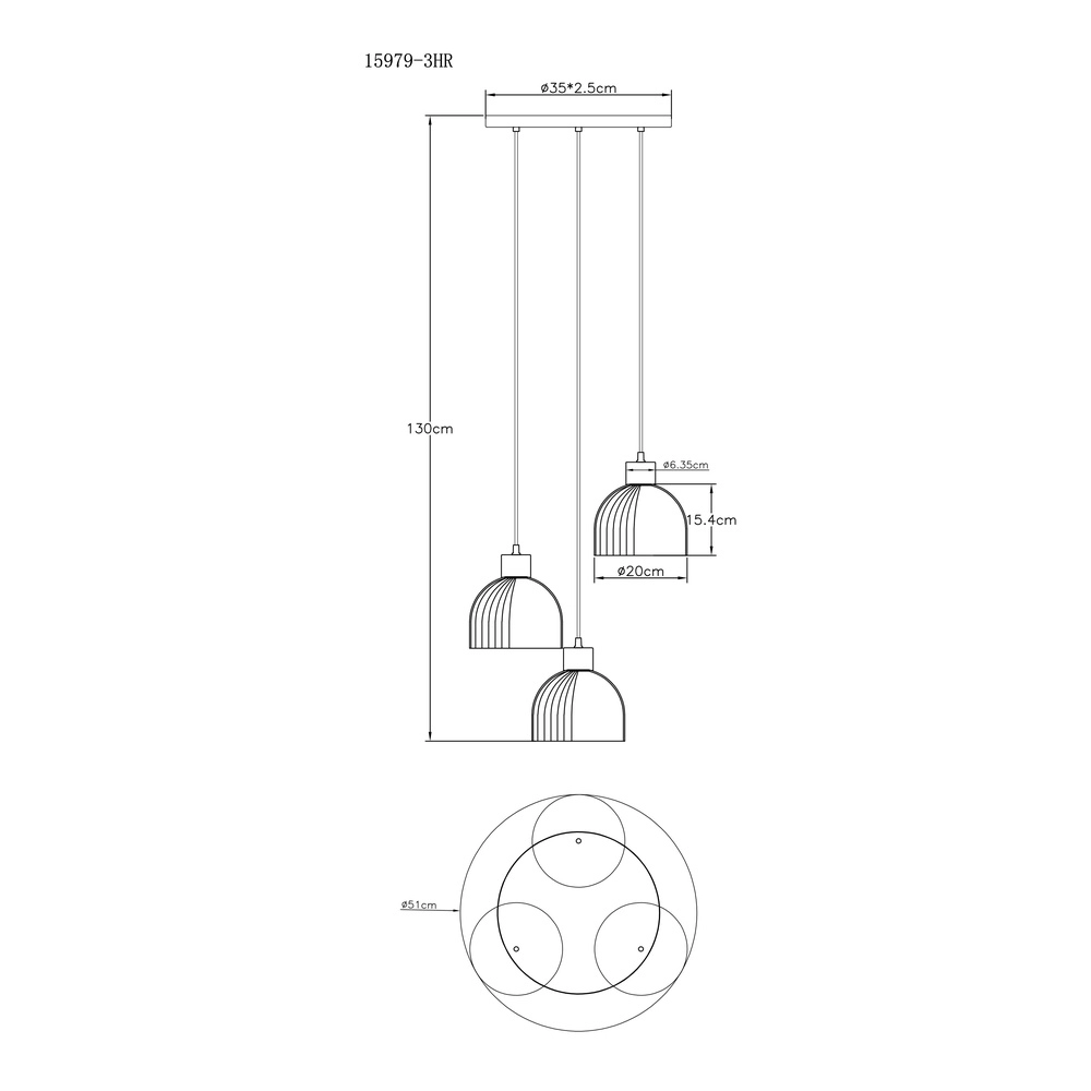 3-lichts hanglamp Swanson zwart Globo 9007371580651
