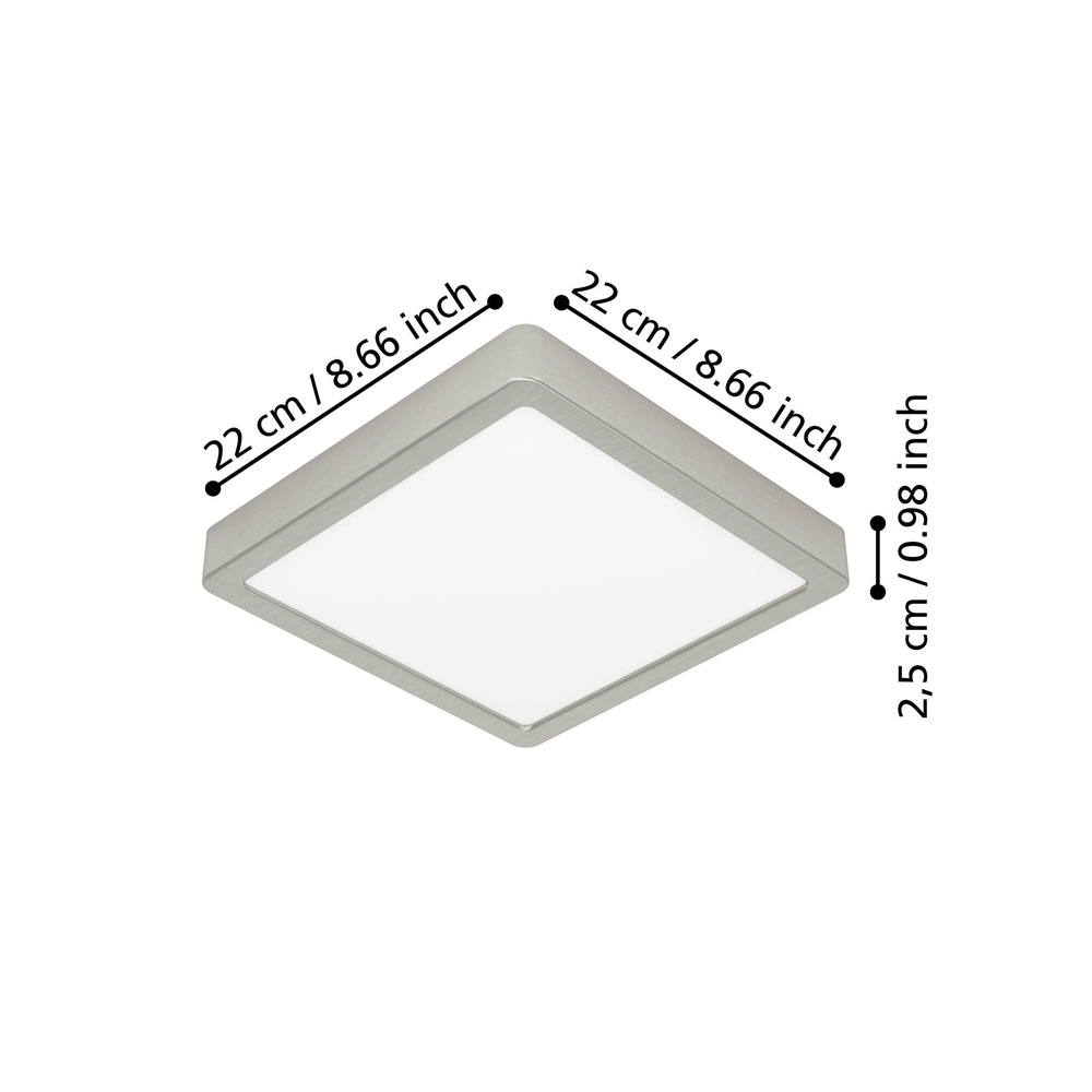 Led plafonnière Fueva 6 vierkant - rvs - 22x22cm Eglo 9008606330270