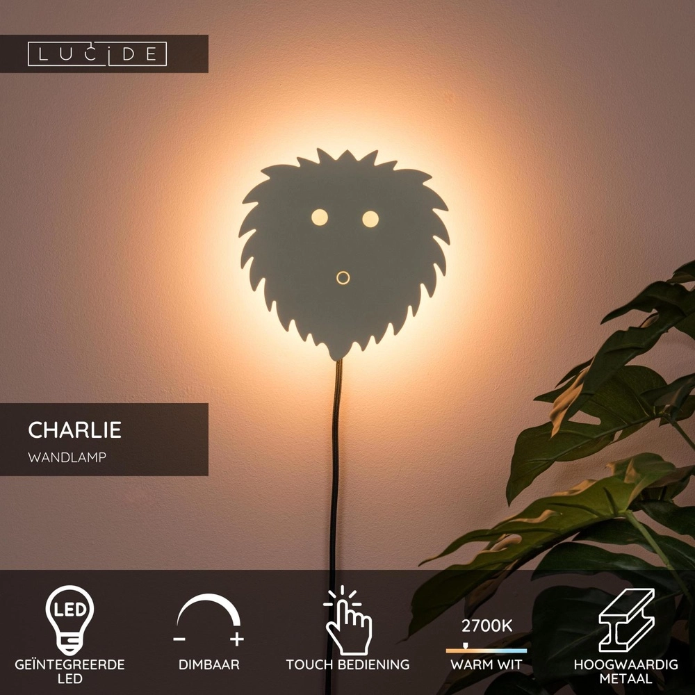 Kinderkamer wandlamp Charlie zand bruin Lucide 5411212441782