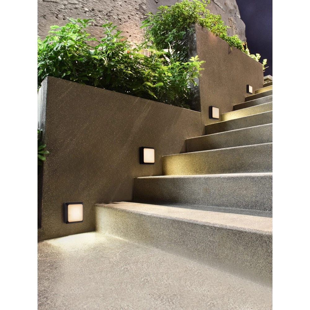 Vierkante wandlamp Appia antraciet Lyora 5212017449580