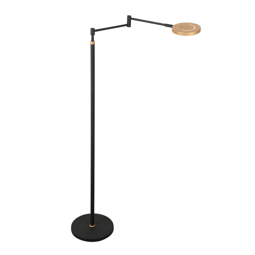 Design leeslamp Soleil zwart met gouden kap