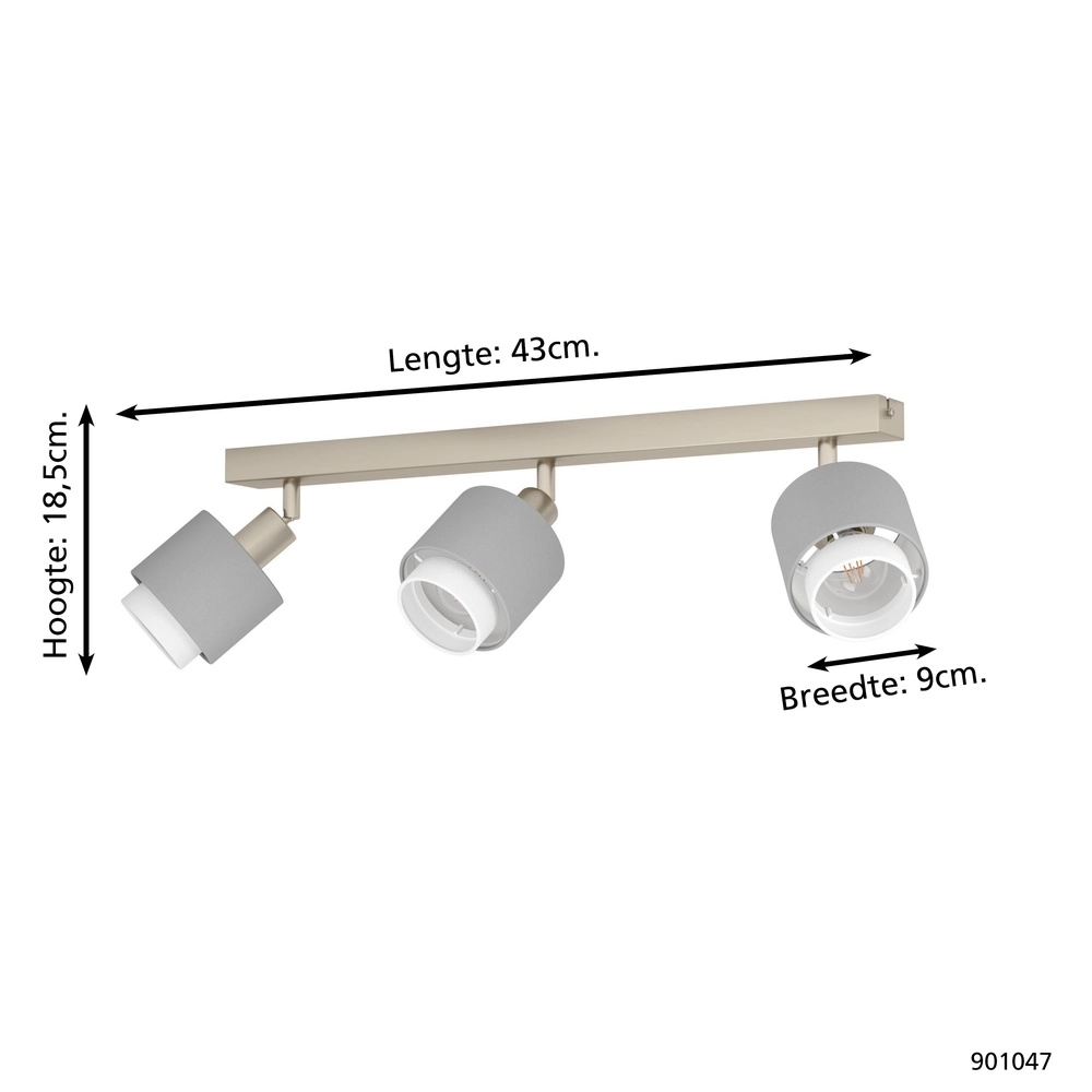 3-lichts plafondlamp Bellizzi RVS - 2x E14 Eglo 9008606304387