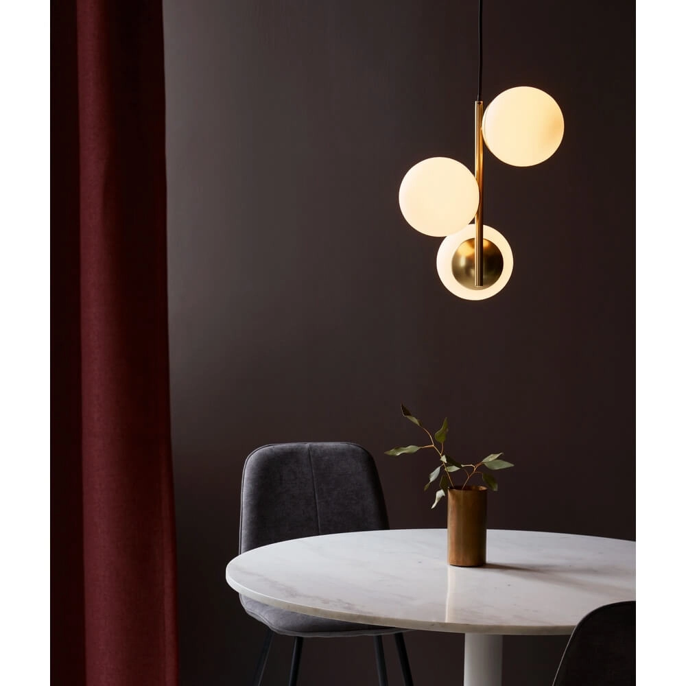 Hanglamp Lilly 3-lichts goud met witte bol Nordlux 5701581459083
