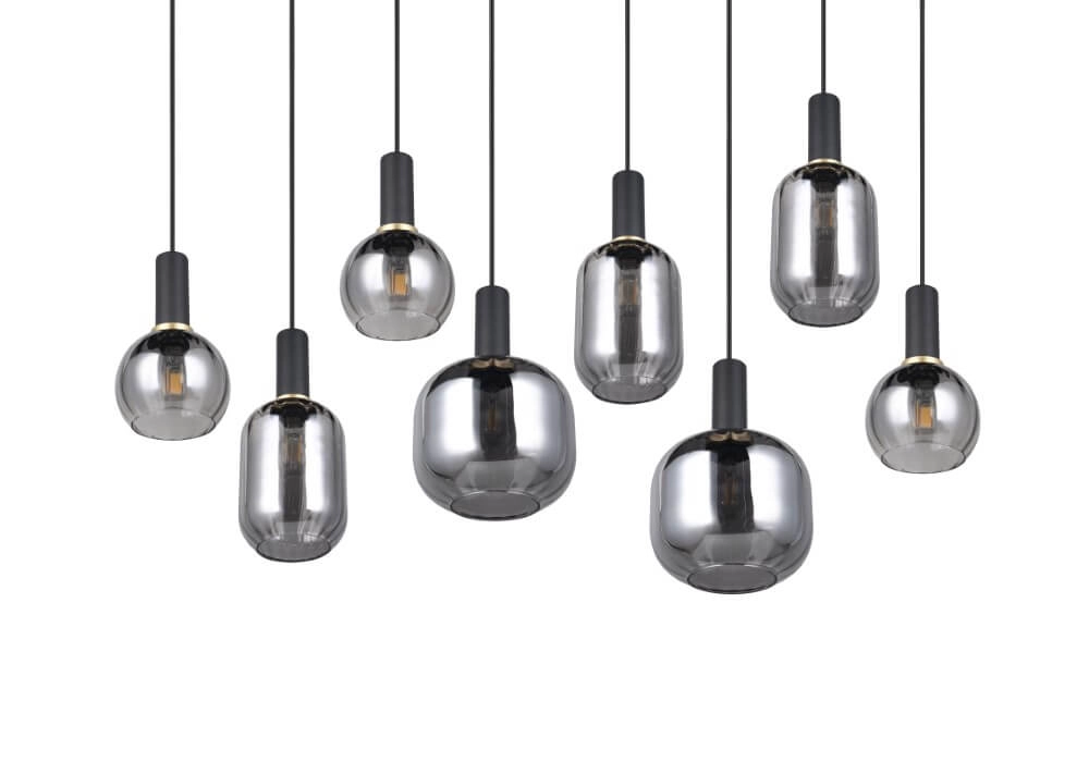Eetkamer hanglamp Diva 8-lichts - smoke glas Trio 4017807614589