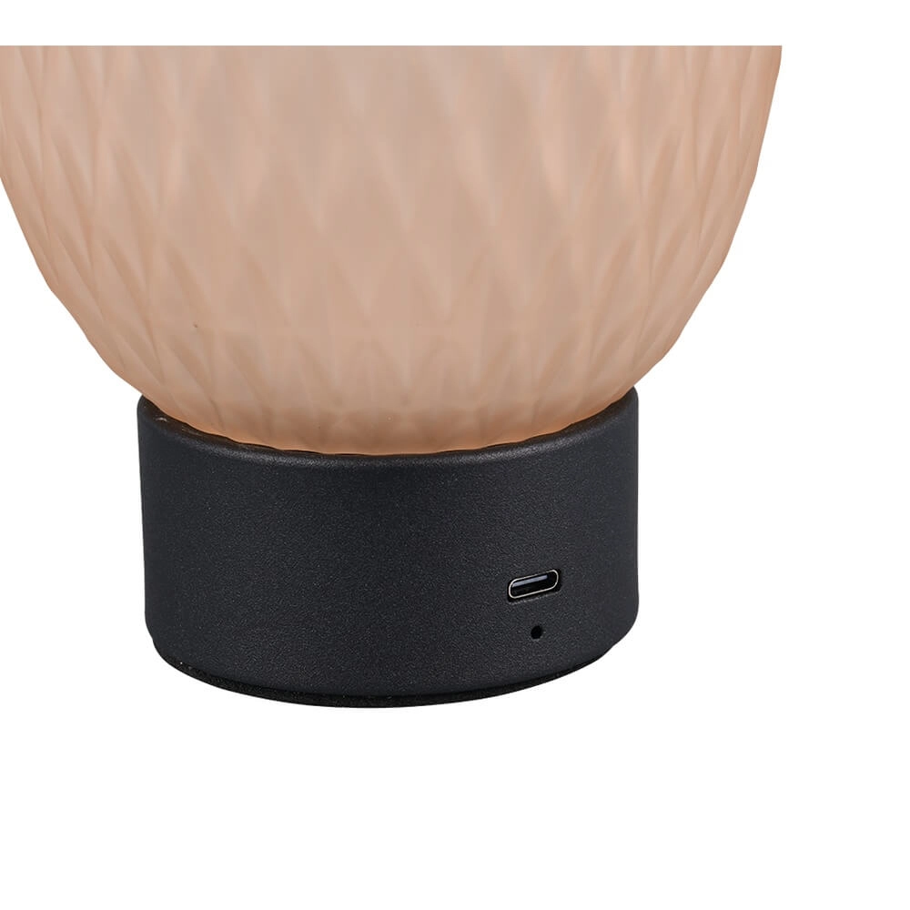 Tafellamp Facette zwart met amber glas Trio 4017807643541