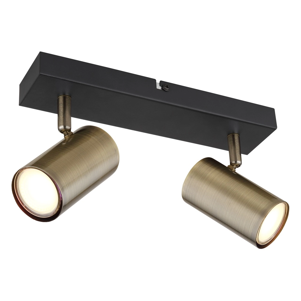 Plafondlamp 2-lichts Robby zwart met brons