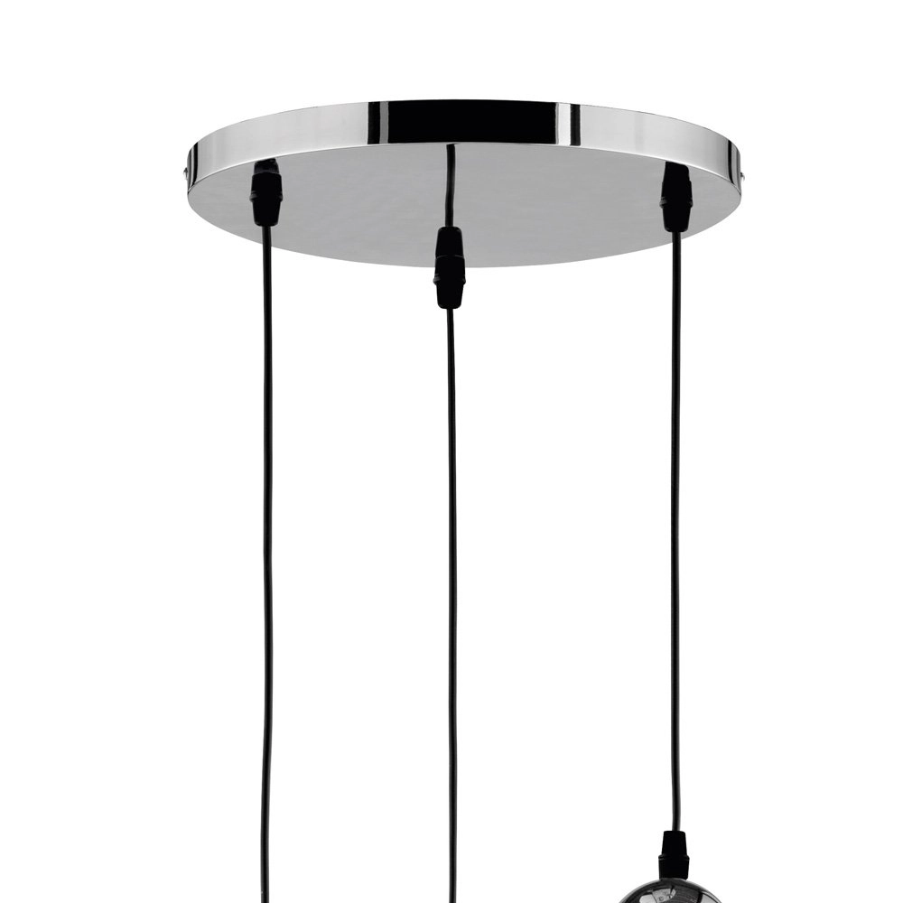 Bollamp Clooney 3x Ø20cm chroom met smoke glas Trio 4017807407648