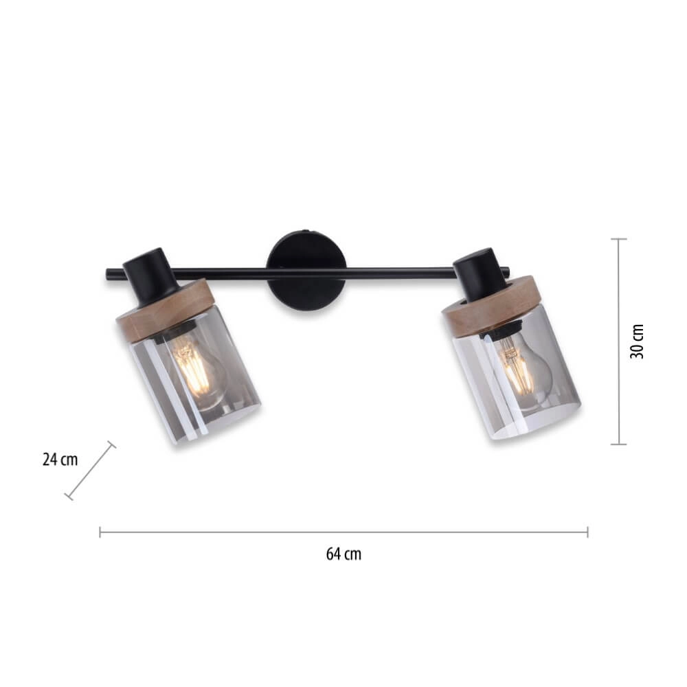 Plafondlamp Pasqual 2-lichts zwart Just Light 4043689986117