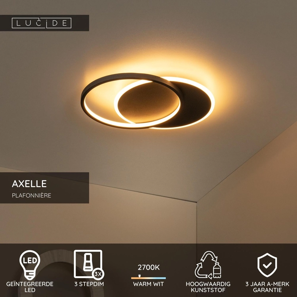 Design plafonniere Axelle zwart 2700K Lucide 5411212441713