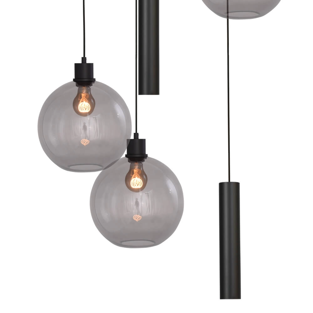 Vide hanglamp Lazise 3x Ø 25cm en 2x GU10 zwart Masterlight 8718121303581