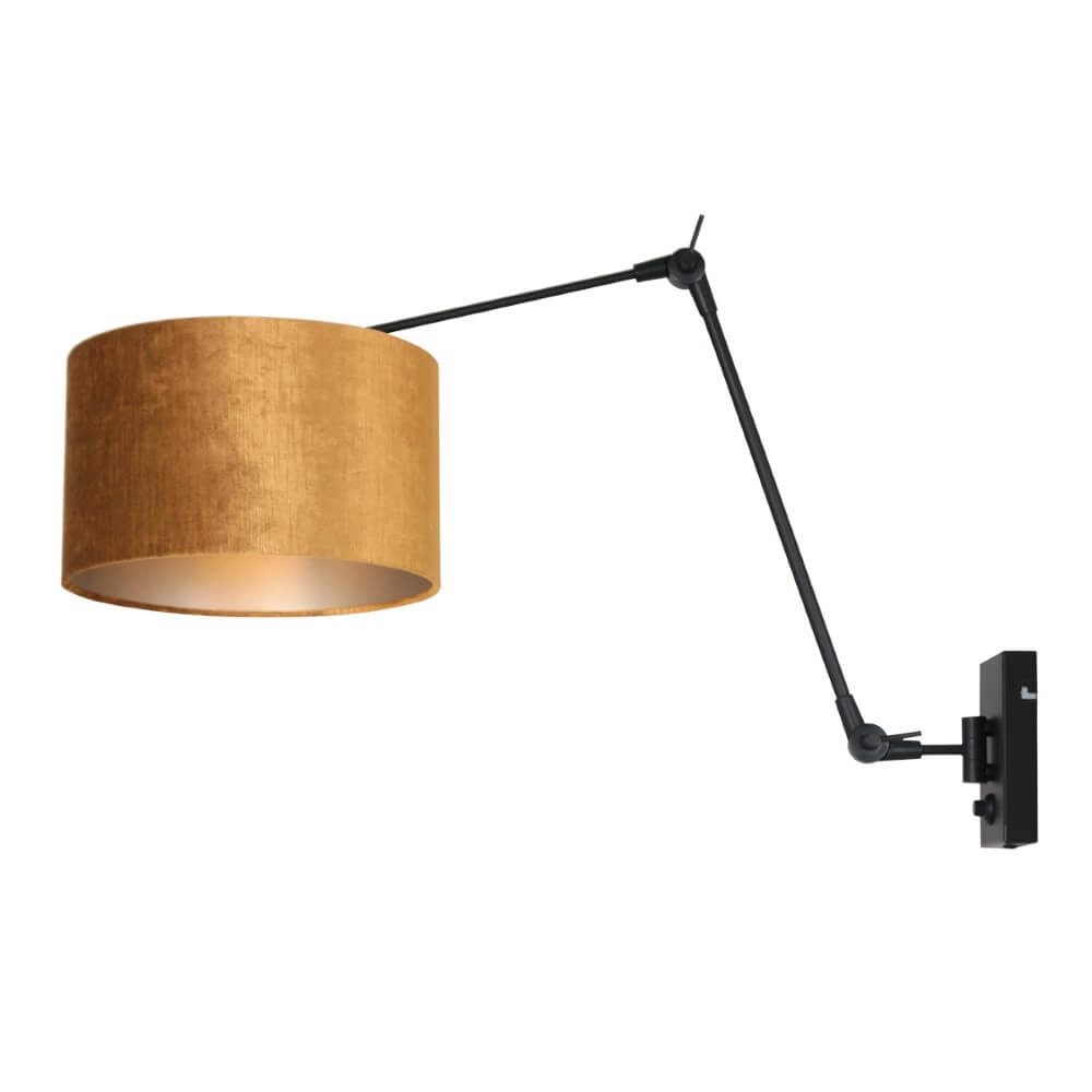 Landelijke wandlamp Prestige Chic zwart met goud velvet