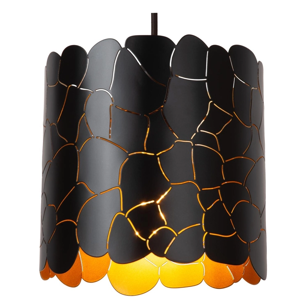 Hanglamp Almelo 3-lichts zwart met gouden binnenkant rond Lucide 5411212211880