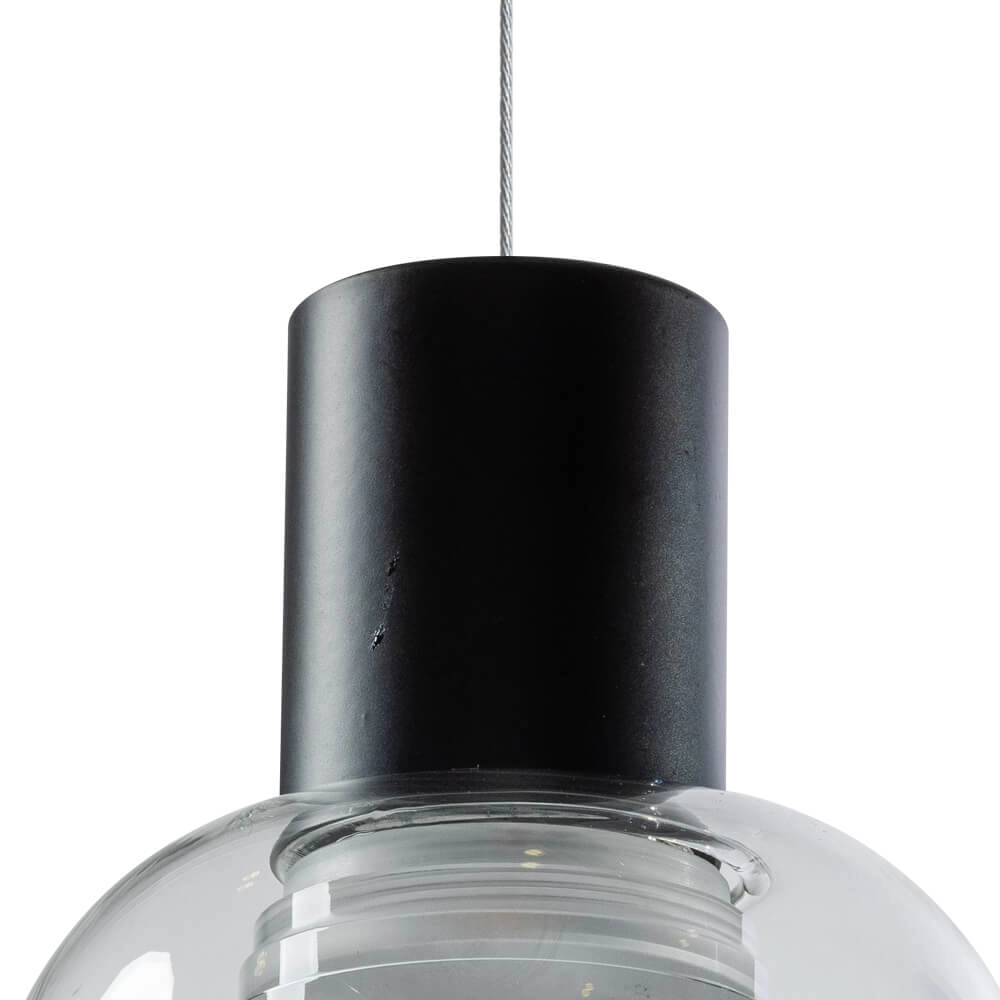 Glazen hanglamp Gary zwart met helder glas ETH 9900002611352