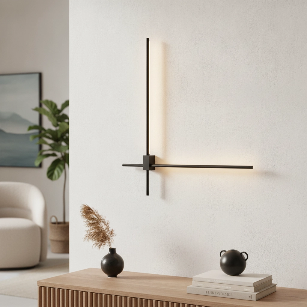 Strakke wandlamp Peak zwart