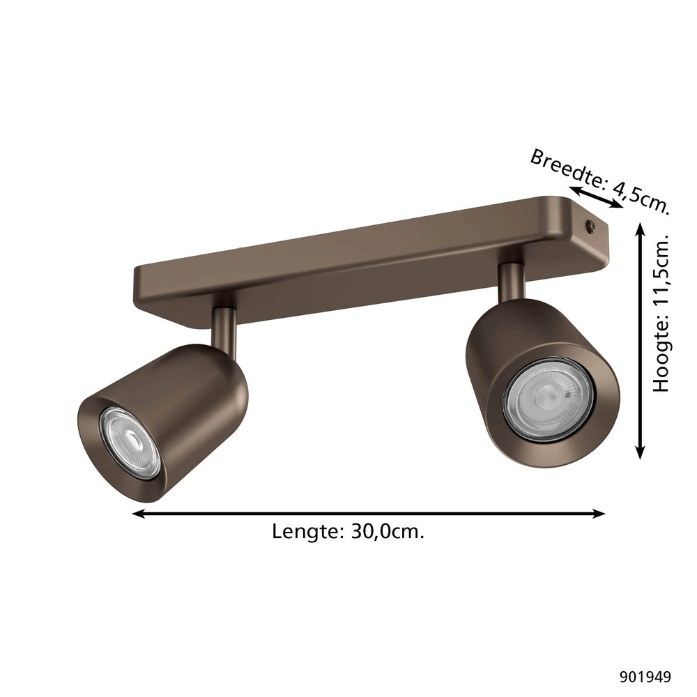 Opbouwspot Camaldoli 2-lichts brons Eglo 9008606360413