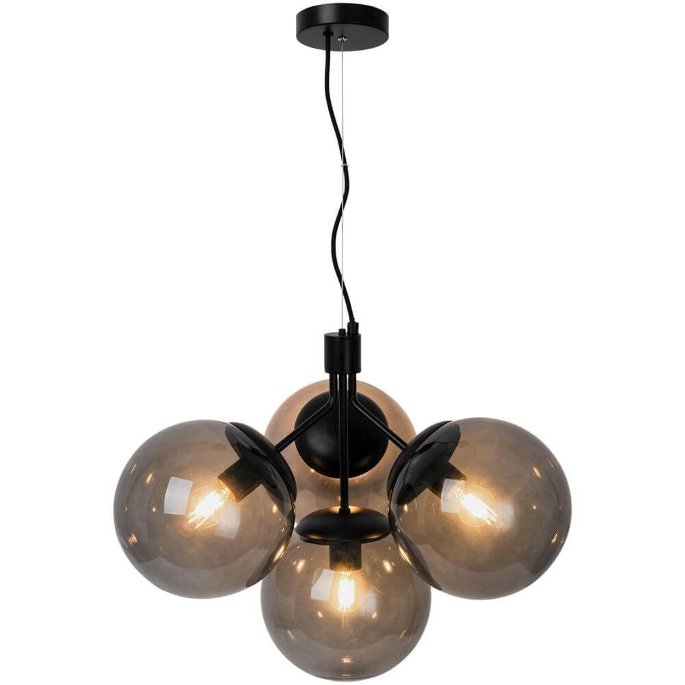 4-lichts hanglamp Ivona zwart met smoke glas Nordlux 5704924005312