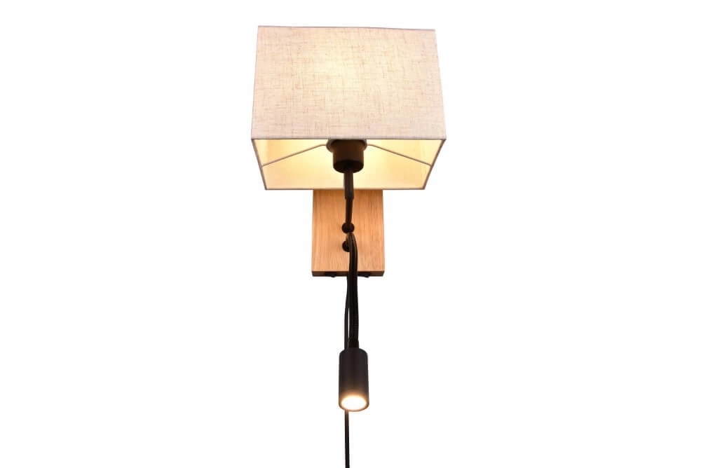 Landelijke wandlamp Nilam rechthoekige kap Trio 4017807567977