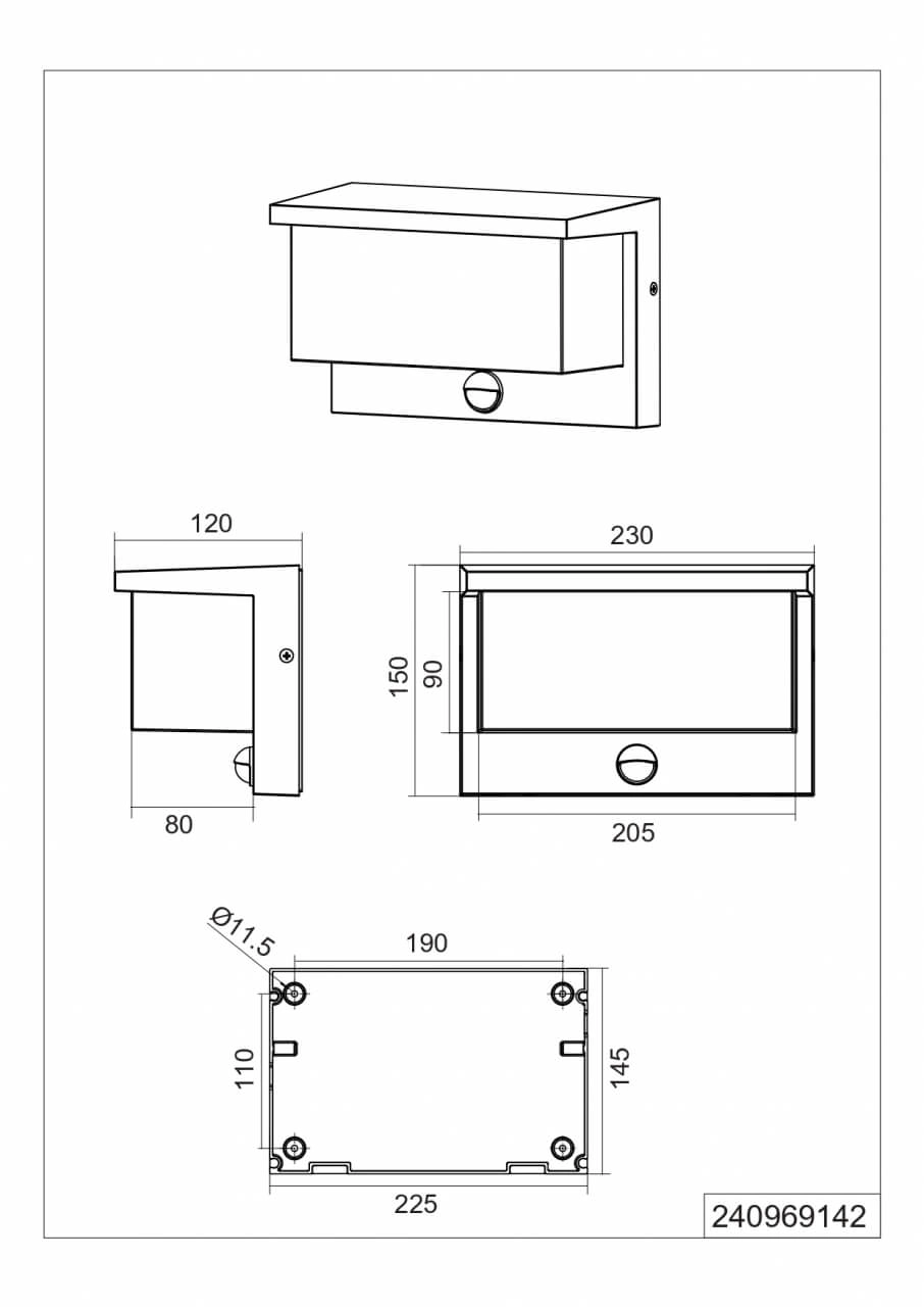 Wandlamp Nestos antraciet met sensor Trio 4017807564006