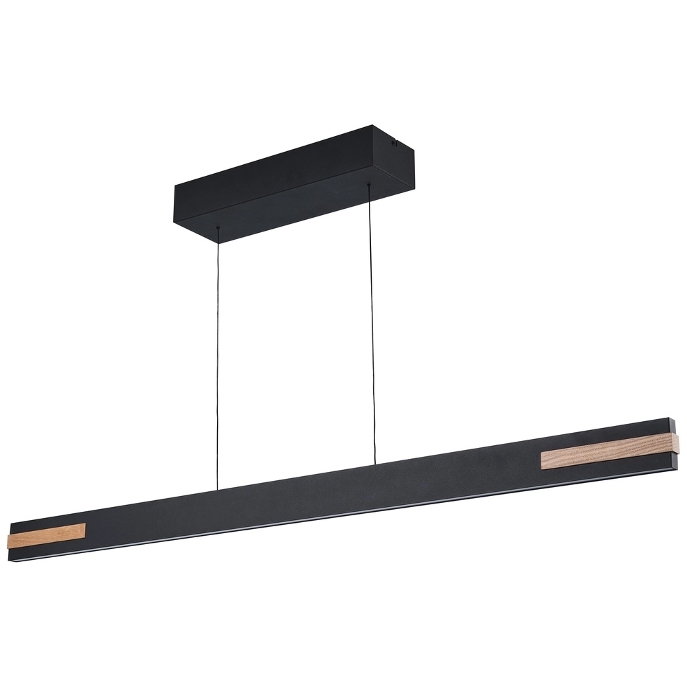 Strakke hanglamp Streamline zwart met hout Brilliant 4004353463631