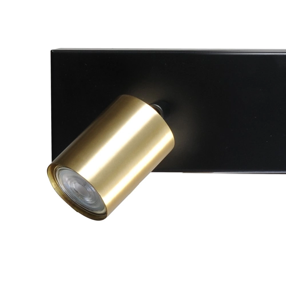 Plafondlamp zwart Bounce met 2 gouden spots Masterlight 8718121209555