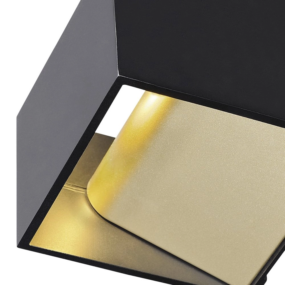 Wandlamp Logs Up - Down vierkant zwart met goud SLV 4024163189309