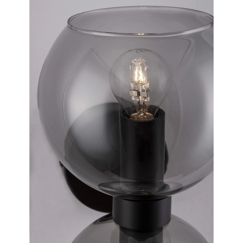 Wandlamp Palmer zwart met smoke glas Lyora 5212017430939