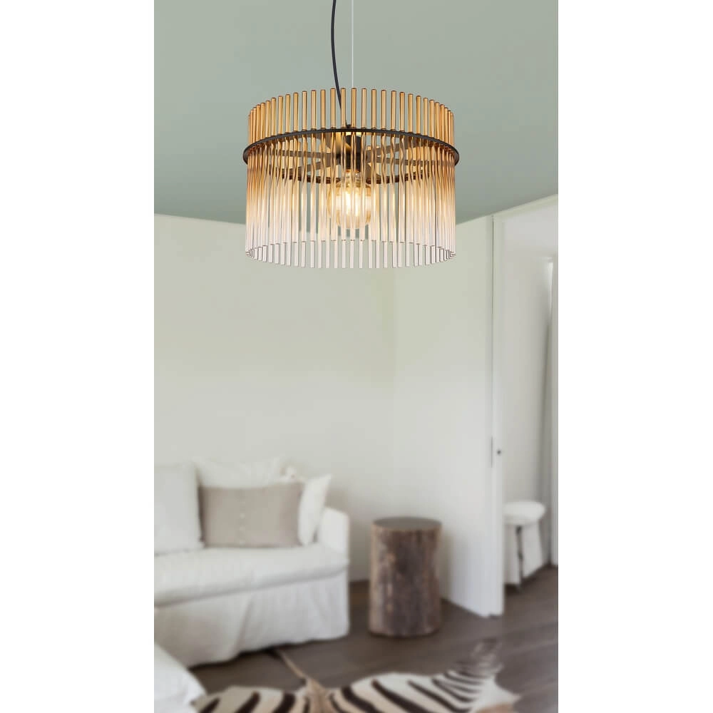 Zwarte hanglamp Gorley met amberglas Ø 40cm Globo 9007371465996