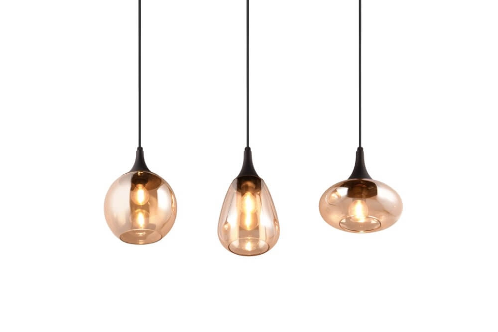 3-lichts hanglamp Lumina met amber glas Trio 4017807597080