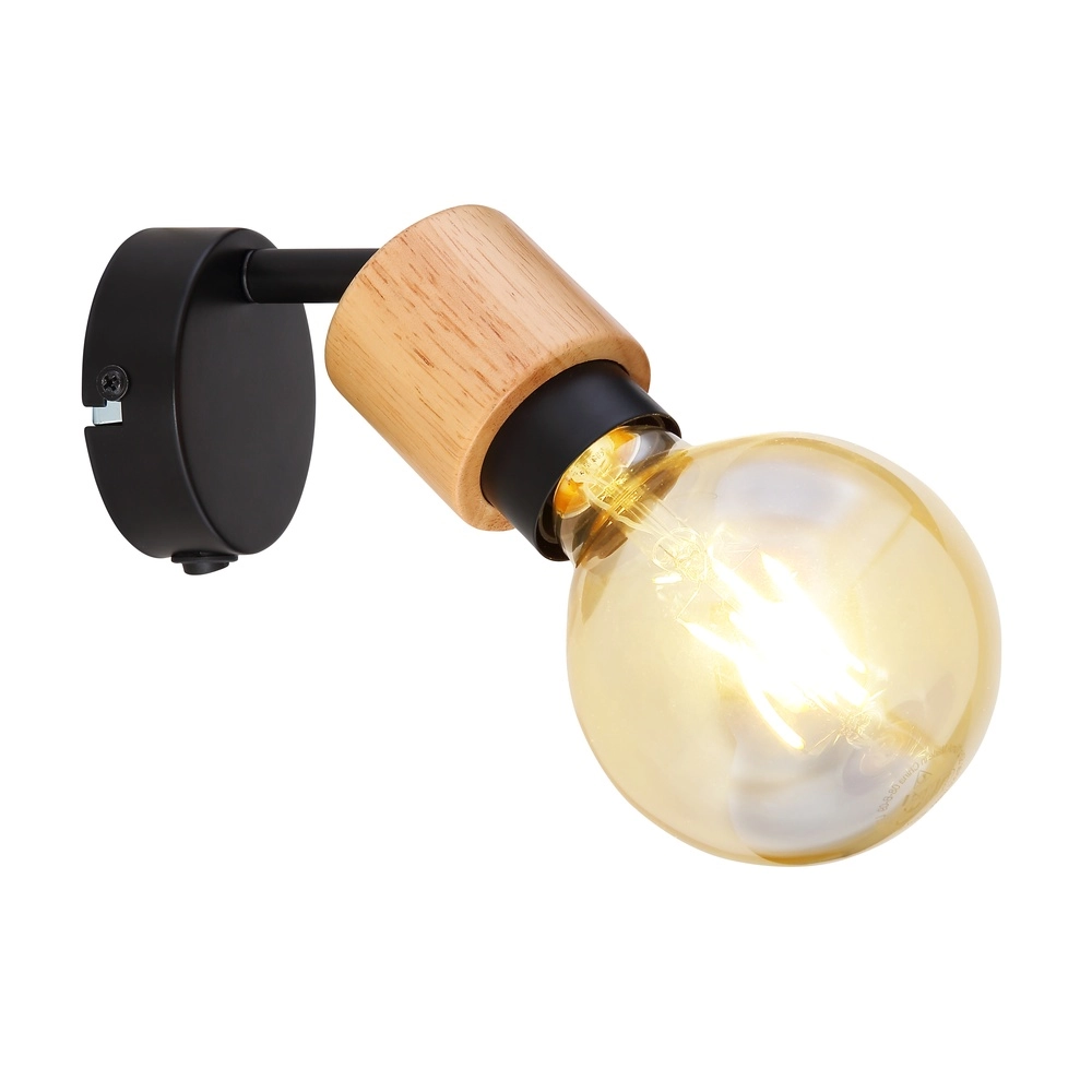 Wandlamp Jorna zwart met hout