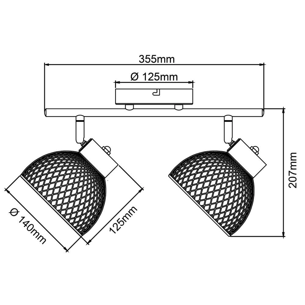 2-lichts plafondlamp Thuy zwart met hout Brilliant 4004353409578