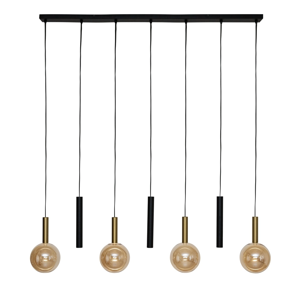 7-lichts hanglamp Josiane zwart met goud Lucide Vibes 5411212212351