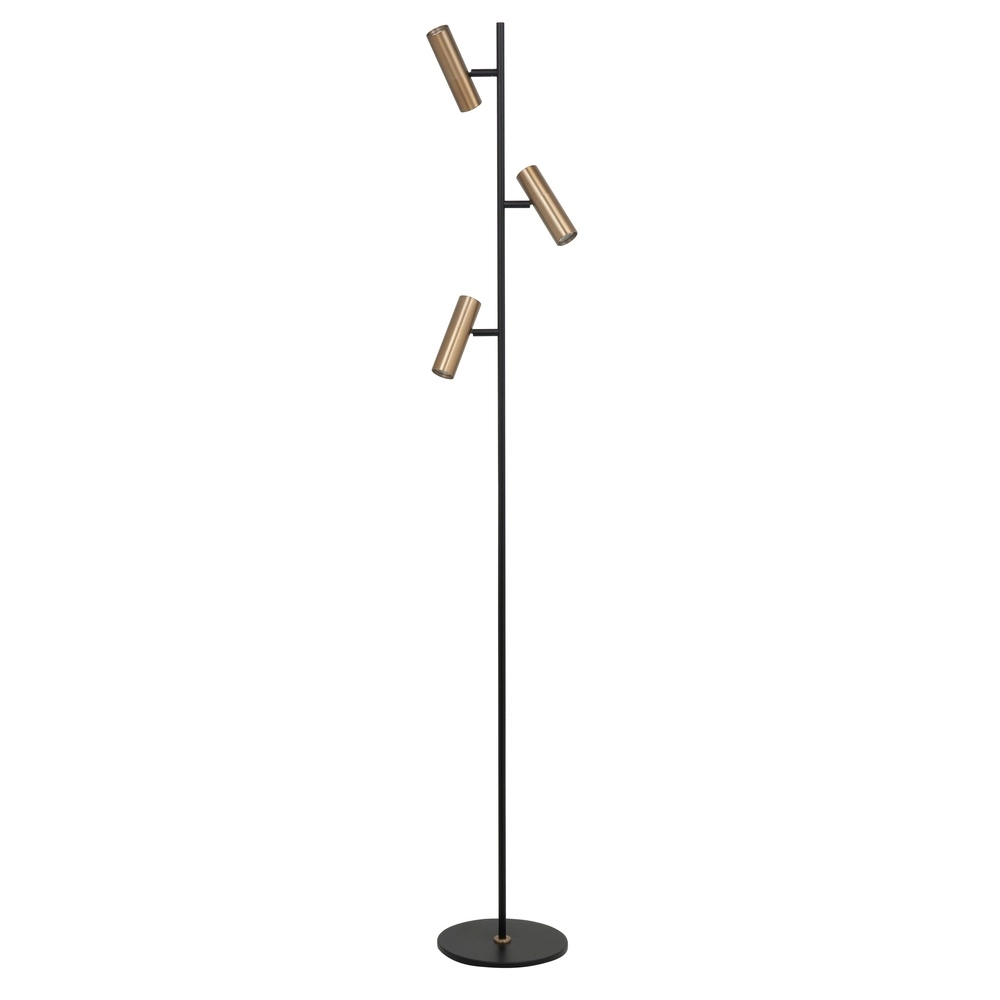 Vloerlamp Trend 3-lichts zwart met messing