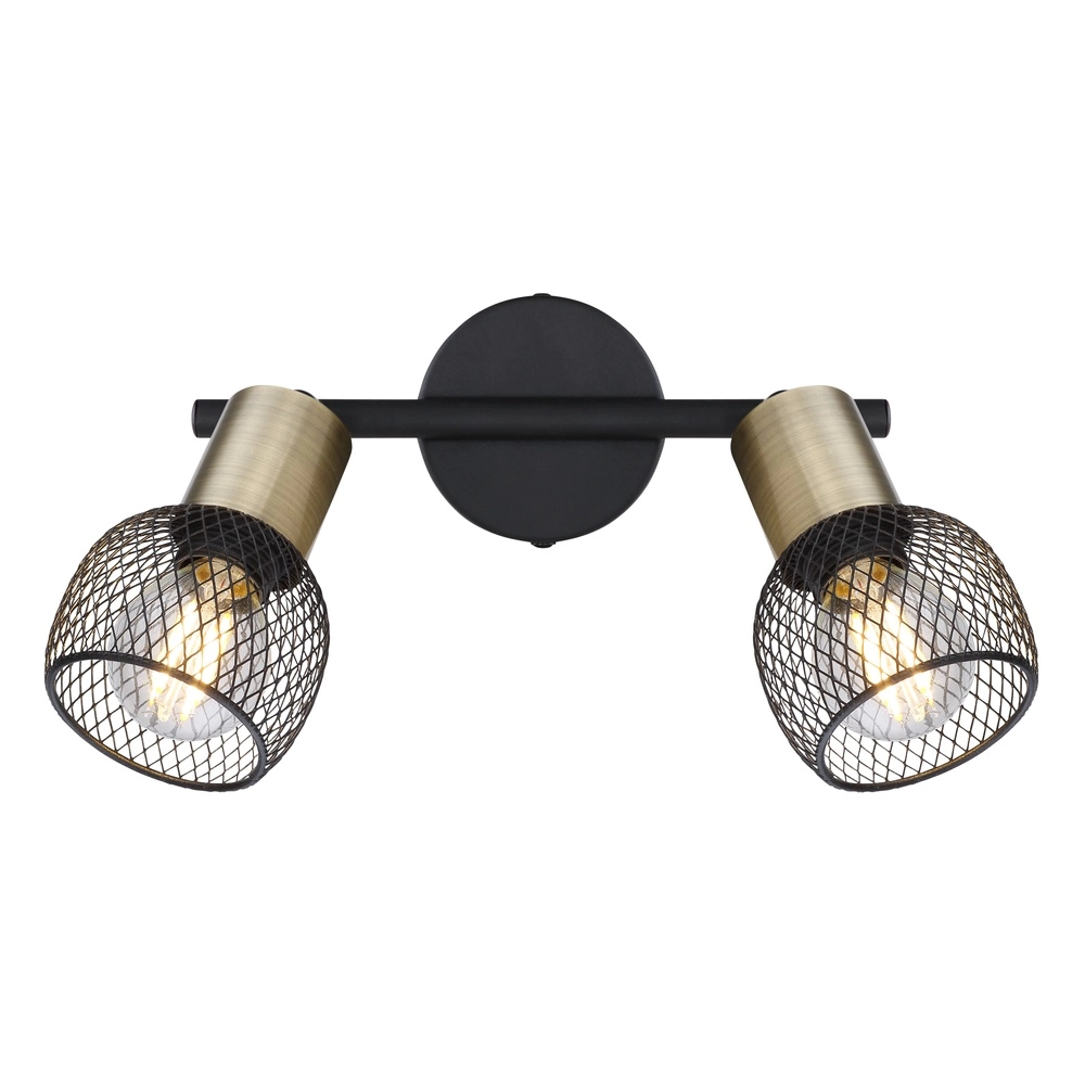 Plafondlamp Fiastra 2-lichts zwart met gaas Globo 9007371415120
