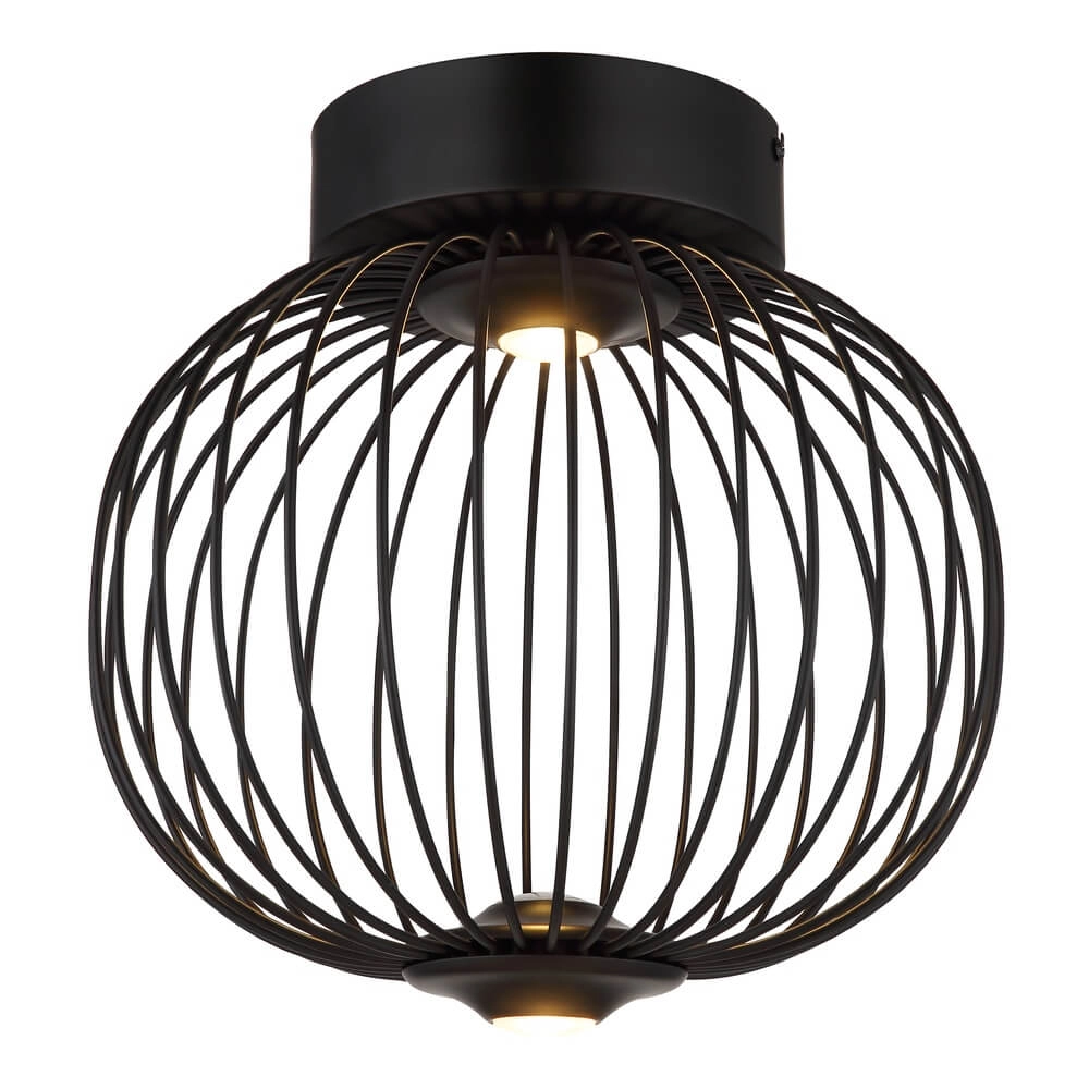 Zwarte plafondlamp Galway enkel kooi Ø 30cm Globo 9007371465330