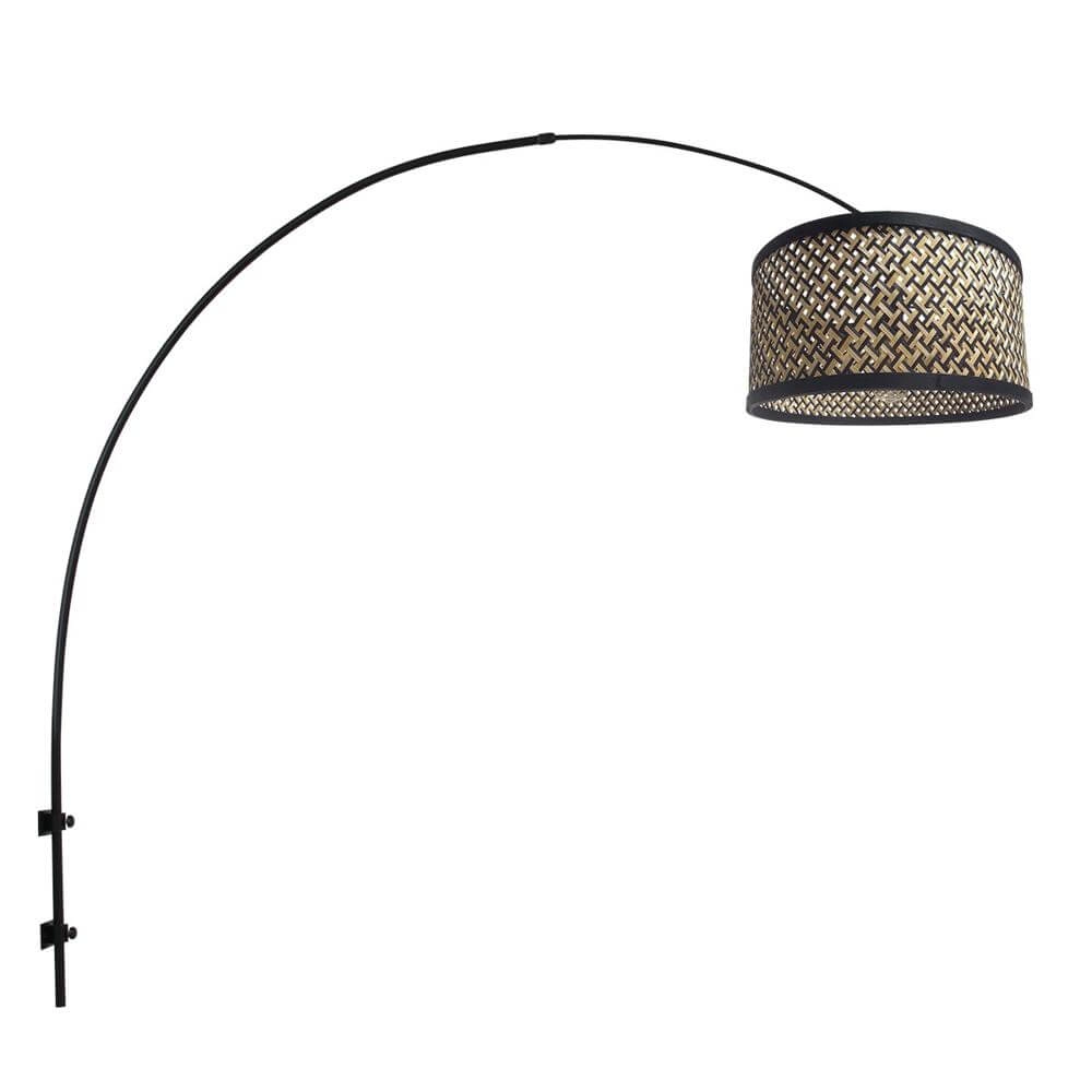 Wandlamp Sparkled Light zwart met bamboe Wandlamp Sparkled Light zwart met bamboe