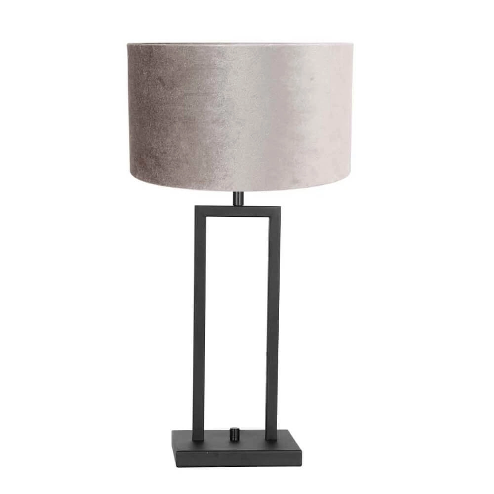 Tafel schemerlamp Stanger zilver velvet met zwart Tafel schemerlamp Stanger zilver velvet met zwart