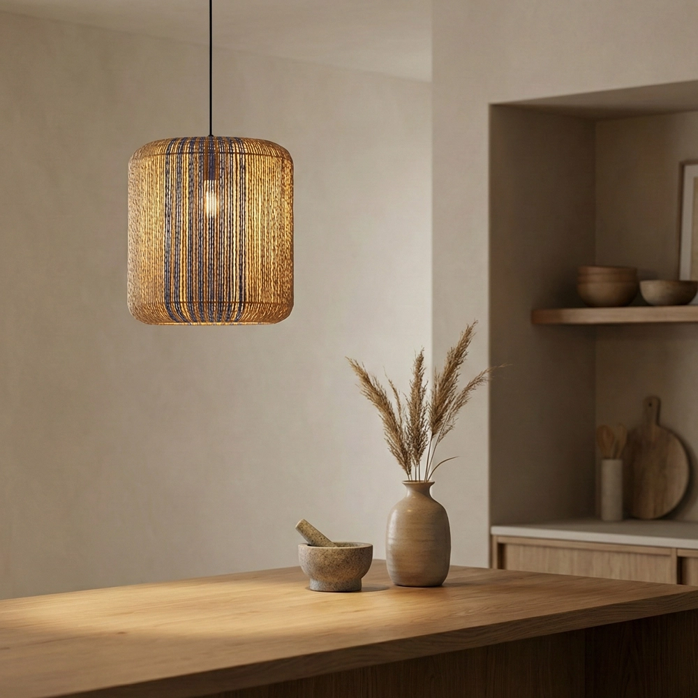 Hanglamp Abby Ø 33cm blauw met bruin